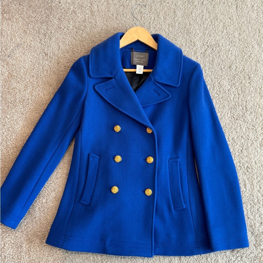 Blue Double-Breasted Women's Coat